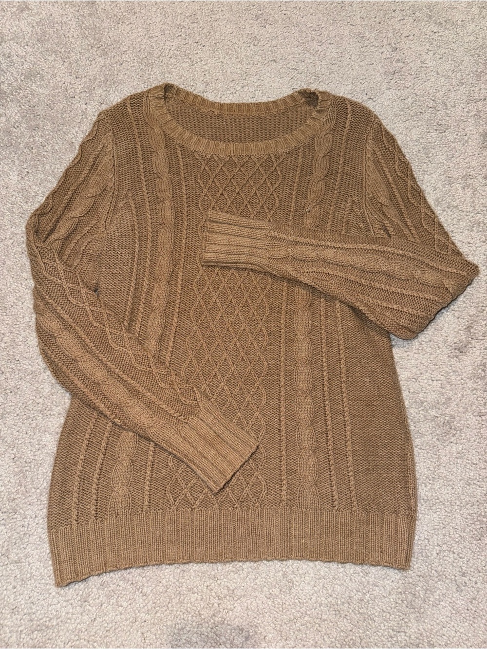 Target Women's Cable Knit Crewneck Sweater - Camel